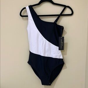 Christian Siriano Black and White Asymmetrical One-Piece